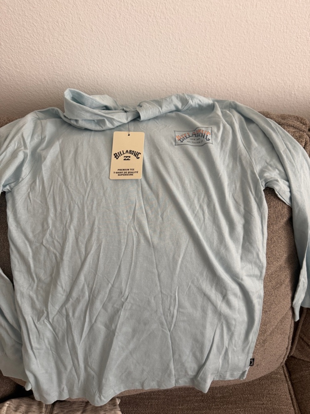 Billabong Pale Blue Long Sleeve Tee with Chest Logo